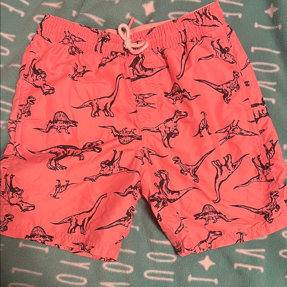 Kids Coral Dinosaur Swim Trunks